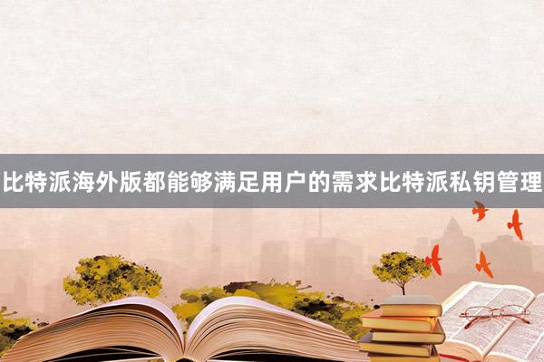 比特派海外版都能够满足用户的需求比特派私钥管理