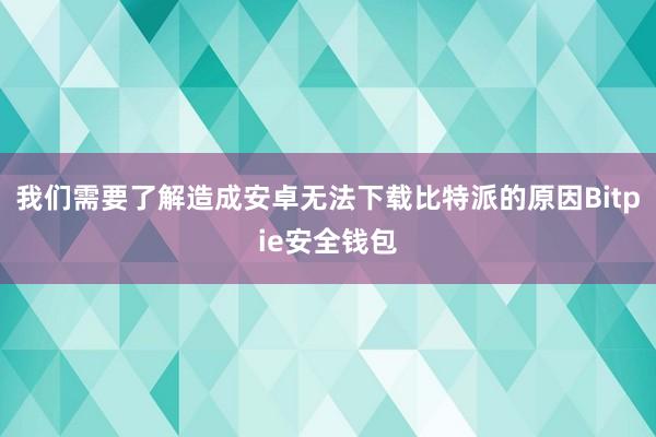 我们需要了解造成安卓无法下载比特派的原因Bitpie安全钱包